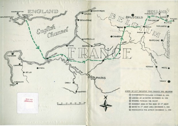 Route of 310th through France and Belgium