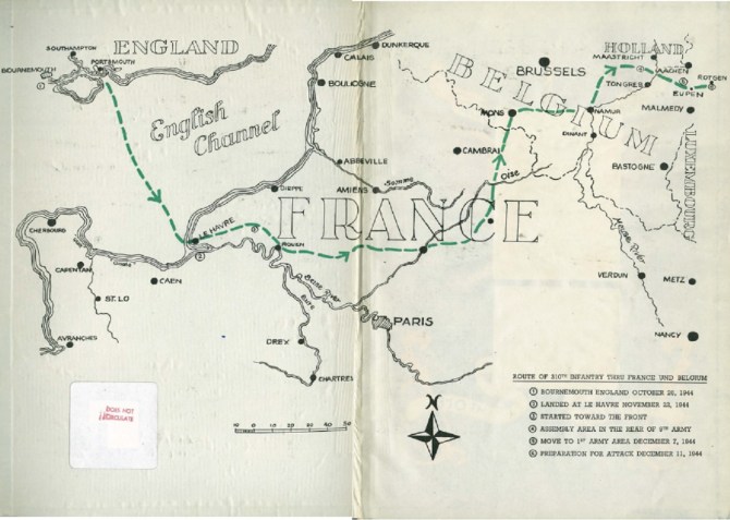 Route of 310th through France and Belgium