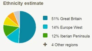Initial Ethnicity Estimate - in handy pie-chart format!